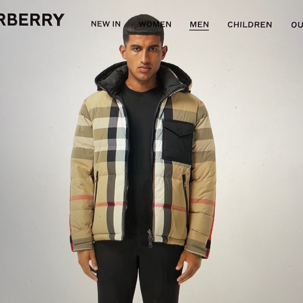 Men Burberry reversible recycled nylon re:down puffer jacket